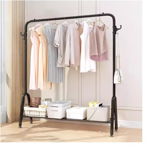 Kleiderständer, großer, robuster Kleiderschrank mit Vorhang zum Aufhängen, begehbares Kleiderschranksystem für Schlafzimmer mit 4 offenen Regalen und 6 Schubladen, 130 x 50 x 170 cm