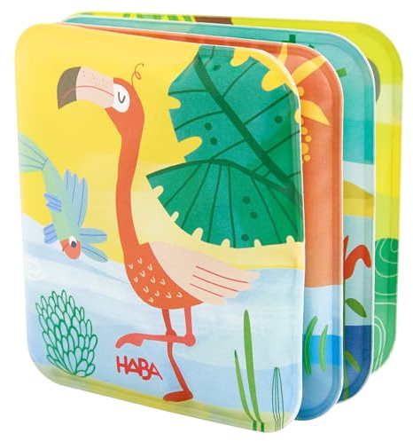 HABA Mini-Badebuch Tiergetümmel – Wasserspielzeug für Kleinkinder mit Rasselgeräusch und bunten Tiermotiven – Ab 6 Monaten – 2012344001