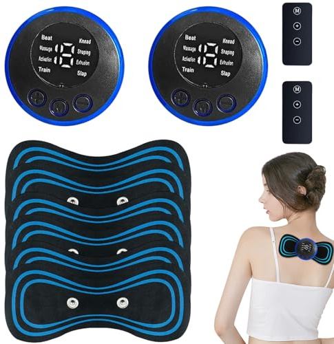 2 Stück Ems Mini Massagegerät mit 6 Massagepads USB & 8 Modi 19 Stufen, Electrapy Massager Neuropathie, Mini Massagegerät, Nackenmassagegerät, Zervikal Massagepistole für Linderung von Muskelschmerzen