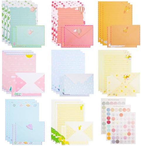 Mulaibdin 120 Pezzi Carta da Lettere con Busta, 80 Carta da Lettere & 40 Busta Lettera, Carino & Elegante Set Cancelleria con Busta per Invito,Ufficio,Scuola,Casa,viaggio,Regalo,Bambina,Adulti