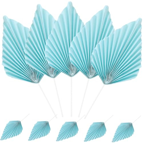 Hemobllo 10piezas Decoraciones Palma Abanico Papel Pasteles Fiestas Cumpleaños Elegantes