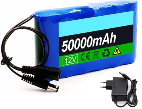 ZWXBDPDM Batería portátil de Iones de Litio de 12 V y 50000 mAh, Nueva, Recargable, de 12,6 V y 1 A, con Cargador de protección.(XT60)
