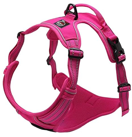 Lalazoo Hundegeschirr AntiZug Typ Guard Elite L Rosa Verstellbares Hundegeschirr für kleine Hunde Reflektierend Wasserdicht Atmungsaktiv & Bequem Sicherheitsgeschirr mit Griff und stabilem DRing