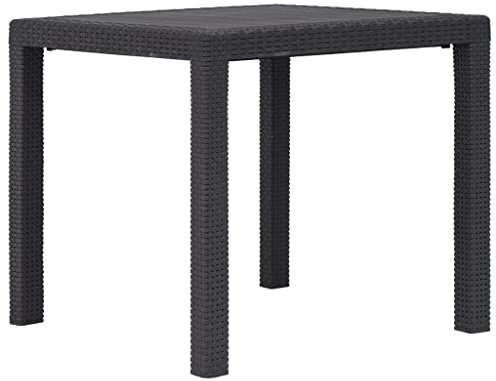 HaoChrymec Gartentisch Braun aus Kunststoff in Rattan-Optik, Witterungsbeständig, Beistelltisch Outdoor, Balkon Tisch, Loungetisch Garten, 79 x 79 x 72 cm