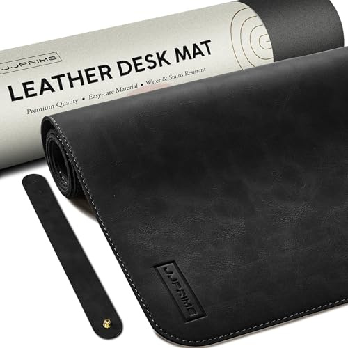 JJ PRIME 900x400x2 mm Leather Desk Mat Large Mouse Mat XXL | Non-Slip Desk Pad Long Gaming Mouse Pad Gaming | Waterproof Gaming Mousepad Office Accessories (Black)