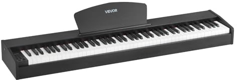 VEVOR Viktat digitalt piano, 88 tangenter helt viktade, elektriska piano dubbla tangentbord och högtalare, med hållbarhetspedal, inspelningsfunktion, 238 toner, trådlös anslutning, för nybörjare, utan