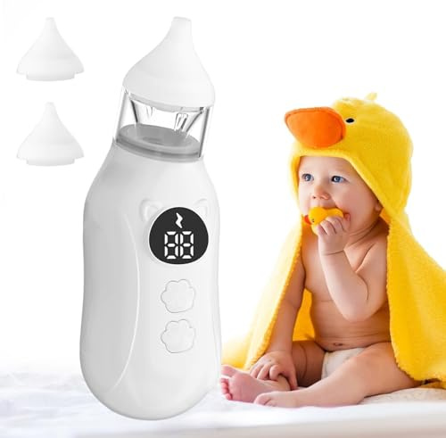 Mouché Bébé Électrique, Aspirateur Nasal Bebe avec 9 Niveaux d'aspiration et 2 Embouts Silicone, Prévention du Reflux, Aspirateur Nasal Bebe Électrique pour Aux Tout-Petits et Aux Bébés