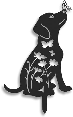 Dkant Gartenstecker (35x50 cm) - Metall Hund - Rostfiguren für den Garten - Rostige Tiere - Dekorative Tiere für den Außenbereich zum Einstecken in den Boden