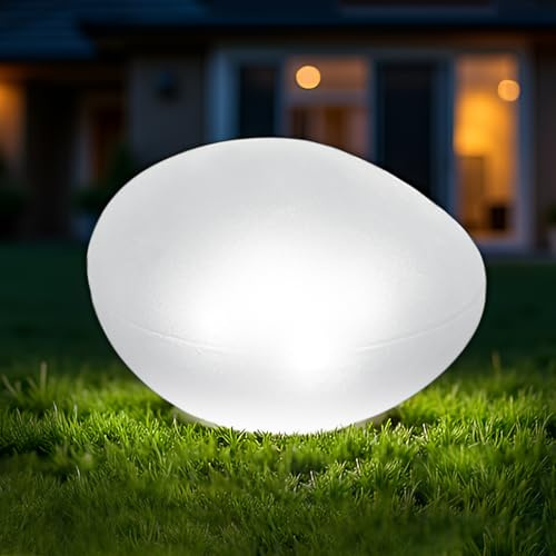 MEDOYOH 1 lampada solare in pietra di vetro bianco freddo, illuminazione per vialetti, illuminazione per piscine con 4 LED, impermeabile IP44, decorazione da giardino per prato, pavimento e esterni