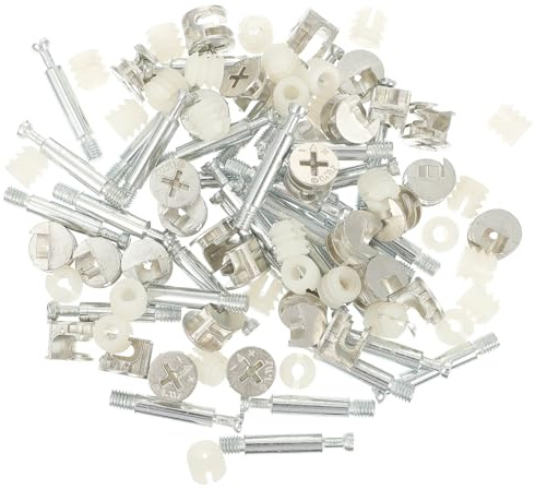Veemoon Lot de 30 Set de Connecteurs à Came Excentriques pour Meubles, Écrous Pré-insérés en Fer, Boulons et Goujons, Quincaillerie de Fixation pour Armoires et Panneaux, Accessoires