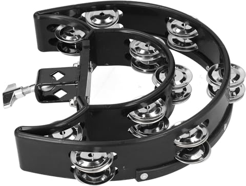 Yechiry Hi Hat Tamburin, 40 Glocken Tamburin, Edelstahlglocken mit Standard-Montagehalterung, Ideal für Schlagzeuger, Gitarristen und Sänger, Handkurbel-Licht-Jingle-Sound