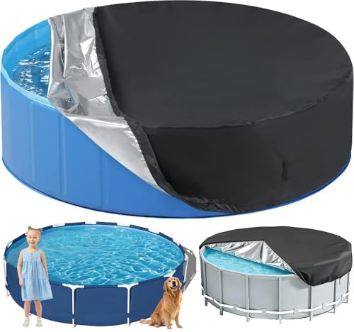 Poolabdeckung Rund für Hundepool, 160 x 30cm Wasserdicht UV-Schutz Kinderpool Planschbecken Abdeckung, Faltbare Wasserdicht Hundepool Abdeckung, Schwimmbecken Abdeckung für Kinder und Hund Katze