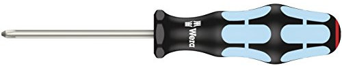 Wera 05032021001 3350 Tournevis pour vis cruciformes PH, acier inoxydable, PH 1 x 80 mm, Noir/Ice bleu