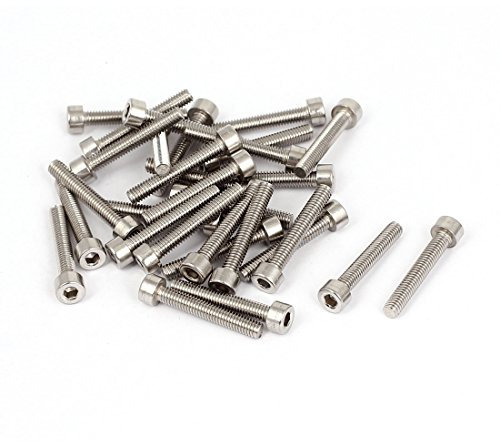 sourcing map 30pcs M4 x 25mm 304 Edelstahl Innensechskantschraube Maschinenschraube DIN 912 Zylinderschrauben mit Innensechskant Zylinderkopfschrauben Maschinenschrauben Gewindeschrauben