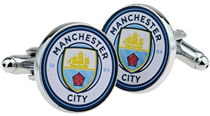 Officially Branded Manchester City FC Cufflinks in a Chrome Cufflink Box - X100MCFC