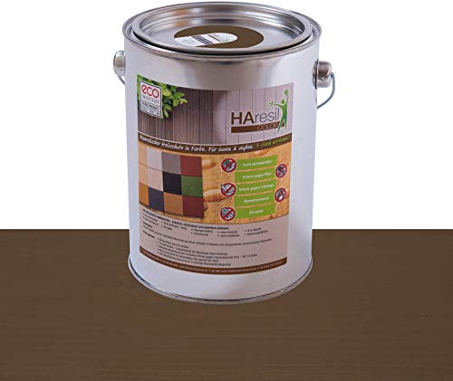 Bio Holzschutz farbig Nussbraun Schutzlasur HAresil Color 1kg Eimer mineralisch schützt gegen Holzwurm, Holzwurmfrei, Holzschädlinge, Holzwurmstopp, Pilzbekämpfung für Innen und Außen (Nussbraun)