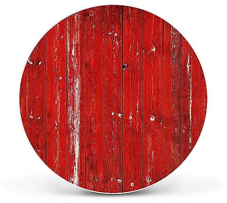 banjado Magnettafel Ø 47cm Weiß - Magnetwand aus Metall - Magnetpinnwand als Memoboard - Pinnwand Magnettafel Küche, Büro, Kinderzimmer inkl. 4 Magnete & Montageset - Rote Holzlatten