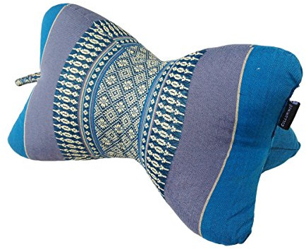 Collumino Traditional Thai Kapok Neck Support Pillow for Yoga Massage or Relaxation (Blue)