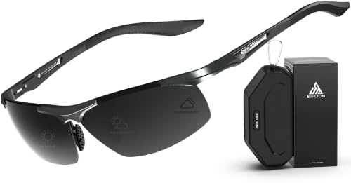 SIPLION Gafas de Sol Polarizadas Hombre para Conducir Deportes ultraligero marco de metal irrompible 100% UV400-8729 Gris CAT 3 CE