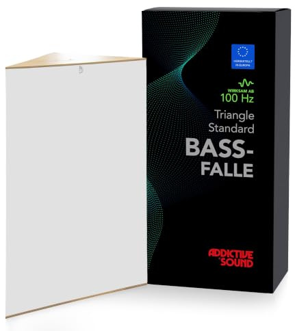 Addictive Sound Bassfalle Ecke Standard, Bass Trap Eckabsorber, Weiß | 35x35x50 cm, 98 cm hoch, 180 g/m² Akustikstoff, stapelbar für Raumecken, 3 Jahre Garantie