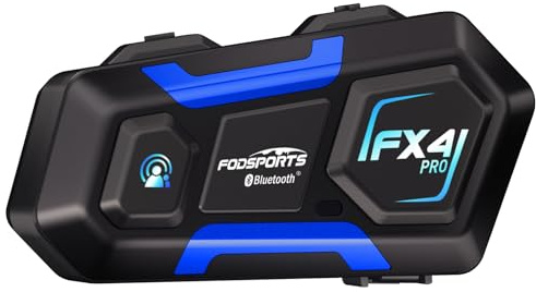 Fodsports FX4 Pro 4-Rider Motorcycle Helmet Bluetooth Headset, 1200m Helmet Communication System, Motorcycle Intercom with Hi-Fi Music/FM Radio/Auto Call/Voice Control, Universal Pairing, 1 Pack