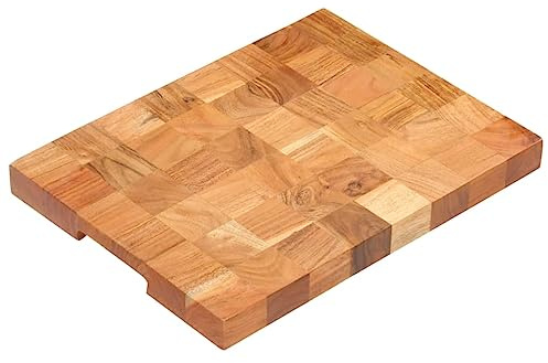 vidaXL Akazienholz Massiv Hackblock Schneidebrett Hackbrett Holzbrett Küchenblock Holzblock Schneidbrett Tranchierbrett Küchenbrett 40×30×3,8cm