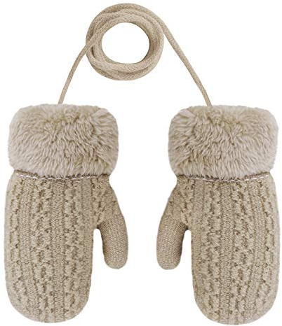 AfinderDE Kinder Kleinkind Baby Winter Fausthandschuhe Doppel Strickhandschuhe Fingerlos Handschuhe Jungen Mädchen Warme Vollfingerhandschuhe Infant Verdicken Strick Handschuhe für 1-4 Jahren