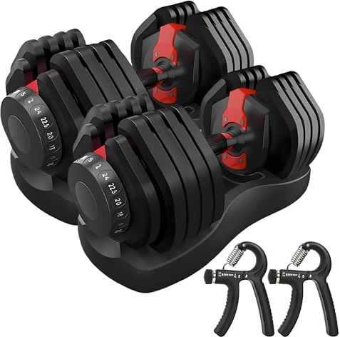 HAKENO 2x24kgVerstellbare Hanteln 15 in 1 Hantelset Einstellbare Platzsparende Hanteln, Kraftraining und Heimtraining Variable Gewichte platzsparend