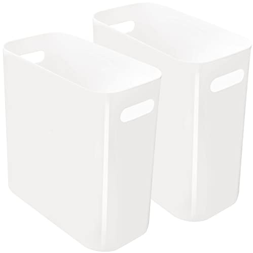 Youngever 2er Pack Schmaler Mülleimer, 10L Kunststoff Müllbehälter, Mülleimer mit Griffen für Heimbüro, Wohnzimmer, Arbeitszimmer, Küche, Badezimmer (Weiß)