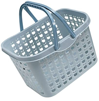 Cabilock Plastik Einkaufskorb Korb mit Henkel Obstkorb Gemüsekorb Picknickkorb Tragekorb Badezimmer Aufbewahrungskorb Klappkorb Shopping Basket für Wohnzimmer Organizer Magazine Snack Kosmetik Blau