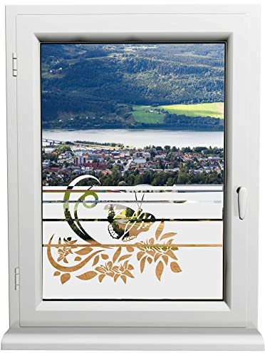 INDIGOS UG - Glasdekorfolie - Schmetterling - Sonnenschutz H50Line - Sichtschutzfolie - Fensterfolie - für die Küche, Bad ans Fenster, Sichtschutz - selbstklebend - matt - für Bad