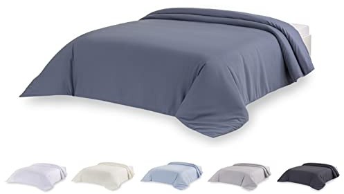 Todocama Housse de Couette en Microfibre pour Couette au Toucher Extra Doux (Bleu grisâtre - Lit 105/120-180 x 220 cm).