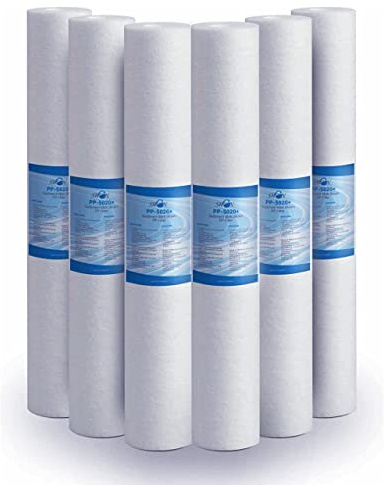 Filtro de sedimentos de 20 pulgadas, 50 micras, ultrafiltración, cisan, elimina arena, barro, partículas de óxido e impurezas suspendidas hasta 50 micras, de polipropileno, 6 unidades