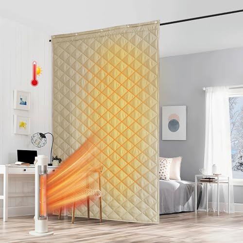RYB HOME Large Summer Heat Blocking Thick Quilted Insulated Curtains, Thermal Insulated Curtains Room Divider for Energy Saving Window Treatment for Bedroom Living Room, W48 x L96, Mocha, 1 Panel