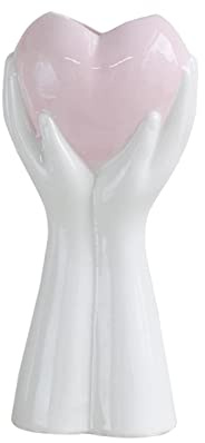 Herzförmige Keramikvase für Blumen, handgehaltene herzförmige Vase, Blumenvasen für Dekoration, Wohnzimmer, Zuhause, Büro, Hochzeit (Rosa)