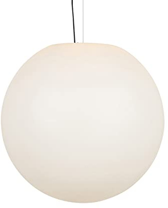 Qazqa - Moderne Hängelampe I Pendellampe I Pendelleuchte für den Außenbereich, weiß, 77 cm, IP65 – Nura I Außenbeleuchtung - Kunststoff Kugel I Kugelförmig - LED geeignet E27