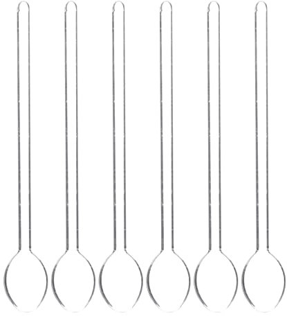 HEMOTON Glass Stirring Rods, 6pcs Glass Coffee Stirring Spoons, Handle Stirring Spoon for Iced Tea Dessert Cocktail, Ice Cream Spoon-Set of 6
