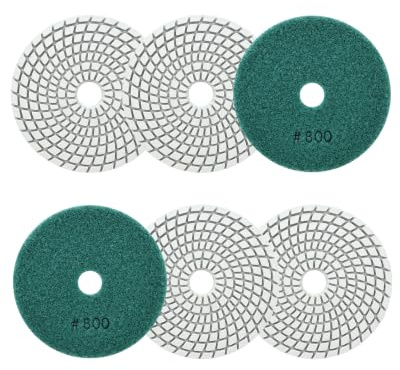Diamantato Tamponi di Lucidatura Bagnato - 100mm 6pezzi Grana 800 Dischi per Lucidatura per Granito Marmo Pietra Artificiale Quarzo per Smerigliatrice Angolare SANLEETEK