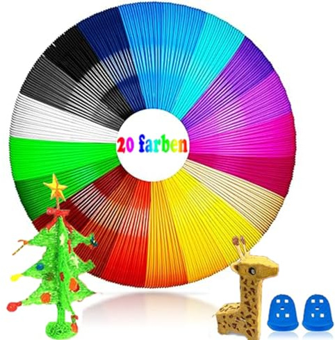 1,75 mm 3D Stift Filament PLA, 3D Pen Filament 20 Farben, jede 5M - 3D Stift Farben Packung für Kinder & Erwachsene, Drucker filament 3D-Drucker Filament Nachfüllpackung für 3d Drucker Stift