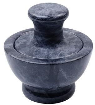 Tighall Juego de mortero y mortero de piedra de granito negro
