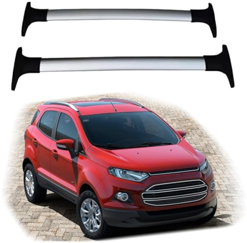 RUGPDA Dachgepäckträger Alu für Ford Ecosport 2013-2020, 180 kg Traglast, Silber, Auto mit Dachschienen, Bügelschraube