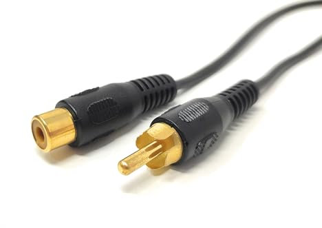mCore 1.5m RCA Extension Mono Cable Male to Female Shielded Single Composite Adapter Cord Lead, Audio Video Cable, Digital Analogue, Car Audio, Amplifier, HiFi, Subwoofer (Black Gold, 1.5m)