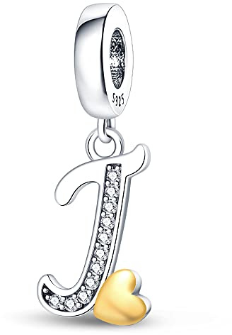 LIGHTDOG 925 Sterling Silber Charms A-Z Alphabet Perlen für Europa & Pandora Armbänder 26 Alphabet Zirkonia Charmes Buchstaben