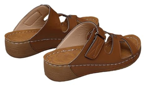 Pantoletter dam med fotbädd: läder, kilsandaler, peep toe, platåsandaler, kilklack, strandskor, tofflor, slide, halkfria tofflor, tofflor, tofflor, sommarskor, sommarsandaler, tofflor, storlek 36–43,