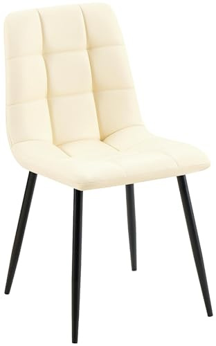 CLP Chaise de Salle à Manger Antibes Similicuir I Chaise rembourrée surpiquée I Peut Supporter jusqu'à 150 kg, Couleur:crème