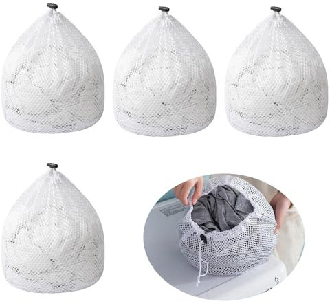 4 Pezzi Sacchetto Lavatrice, 40 x 30cm Biancheria Retina con Coulisse Sacchetti Rete Salvabucato Riutilizzabile Vestito Borsa Lavanderia Proteggi Reggiseno per Camicetta Reggiseno Calzini Intima=