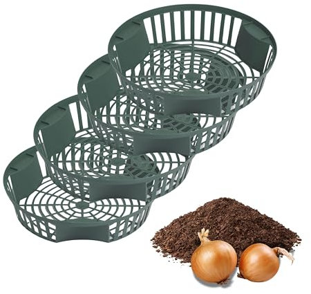 UPP Zwibu - 2 in 1 Gartensieb und Aufbewahrungsbox zum reinigen und lagern von Steckrüben, Kartoffeln, Zwiebeln - Ideal als Organizer - Zwiebelsieb - Rundsieb 31x31x5,6cm | 4 Stück