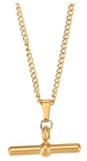 Gold T Bar Necklace for Women – 18K Gold Plated Stainless Steel Jewellery, Hypoallergenic, Adjustable Chain, Tarnish Free, TBar Dainty Jewellery Gift for Her (Birthday, Anniversary, Christmas)