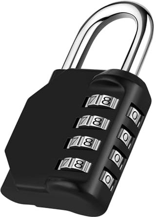 NAGE Padlocks with Code 4 Digit, Combination Padlock for Gym Locker, Code Padlock for Indoor Security and Outdoor Durability, Number Lock for Gym, School Locker, Shed, Gate, Fence, Garage (1P, Black)