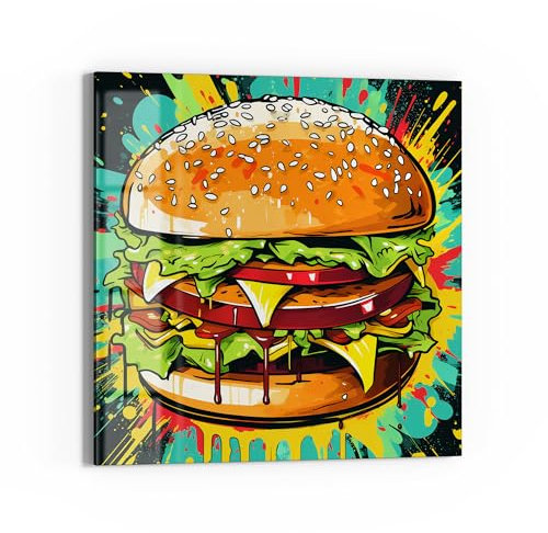 DEQORI Glas-Magnettafel | 30x30 cm cm groß | Motiv Buntes Burgerfest | Memo-Board aus Glas | Magnetboard inkl. Magnete, Stift & Tuch für Küche & Büro | Tafel magnetisch & beschreibbar